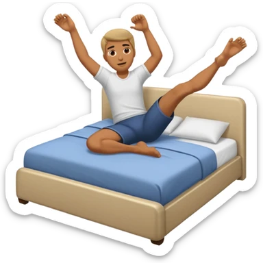 A guy laying in bed kicking his feet  sticker