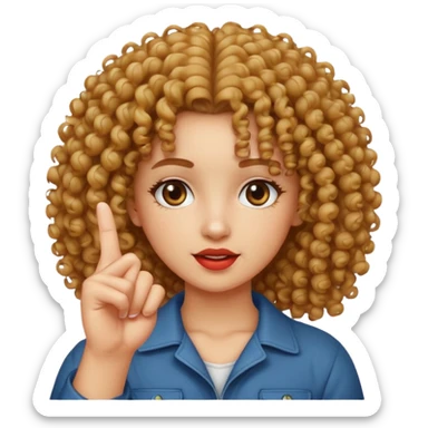 Curly haired girl sticking up the middle finger sticker