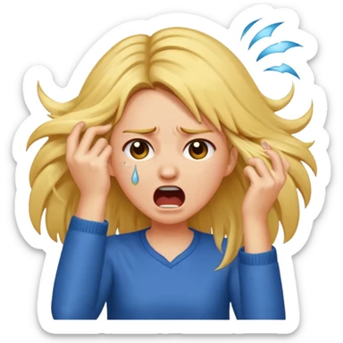 Girl ripping hair out yelling holding hair crying  sticker