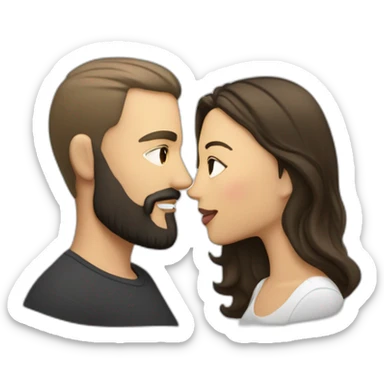 White-man-with-a-smooth-black-hair-cut-fade-and-a-black-beard-kissing-a-white-woman-with-long-brown-waved-hair sticker
