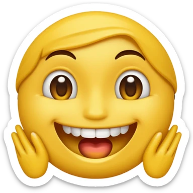Emoji amoureux tête jaune avec un sourire et le doigt sur les dents  sticker