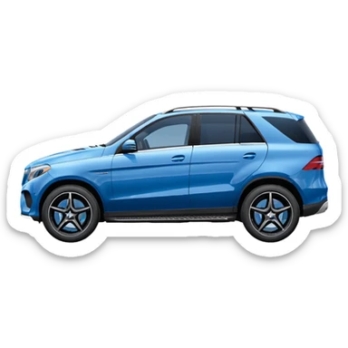 super simple pure side view black Mercedes GLE SUV minimal details compact rounded blue-tinted windows sticker