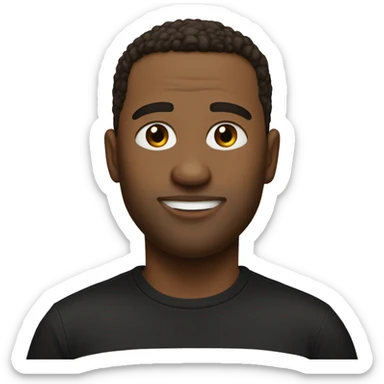 man in a black t-shirt with white and beige inscription "re:Bro" sticker