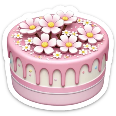 Pastel shiny glittery pastel pink and white Sakura flowers cake with sprinkles on top sticker