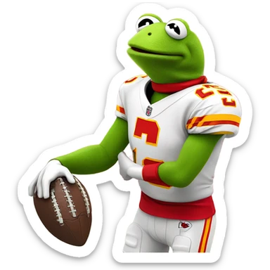 Kermit the Frog as the Kansas City Chiefs quarterback  sticker