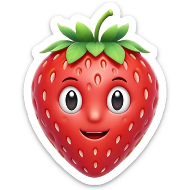 3d Full hd Pixar Style cute strawberry sticker