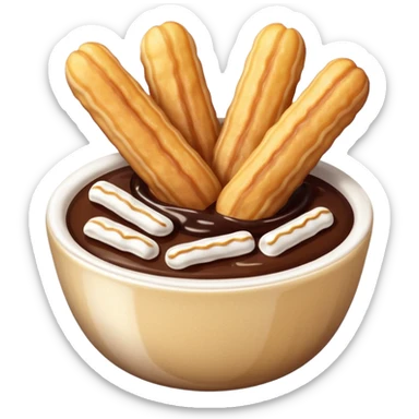 mini churros with chocolate and matching topping in a bowl sticker