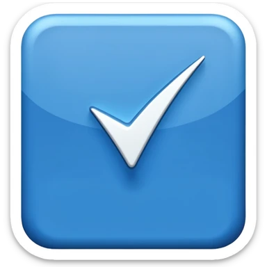 Make Make a symbol with a tilted blue colored square with a tick mark inside it in the middle. Make the edge of the square sharp. Make it normal tilt square and normal tick in the middle sticker