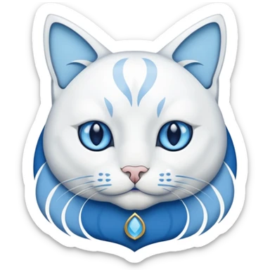 White blue Cat art nouveau sticker