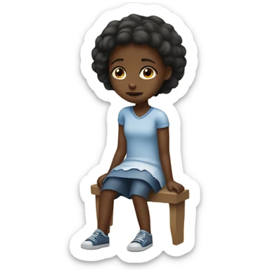 Black little girl hurt with scraped knee sticker