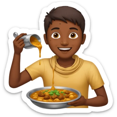 fat indian person chugging curry sticker