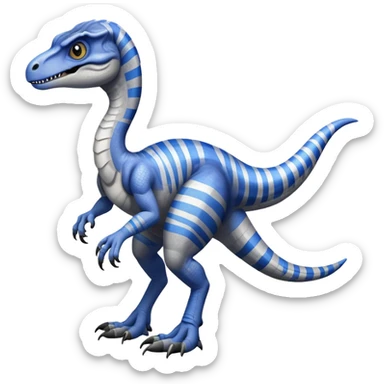 Gray velociraptor with 1 blue stripe on it's back sticker