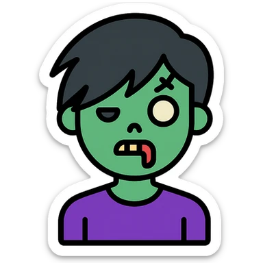 boy zombie with black hair edgar and emo sticker