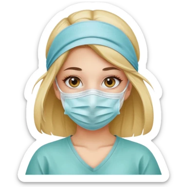 a beautiful girl wearing surgical mask sticker