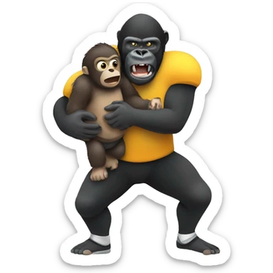 A small football player being held by a gorilla  sticker