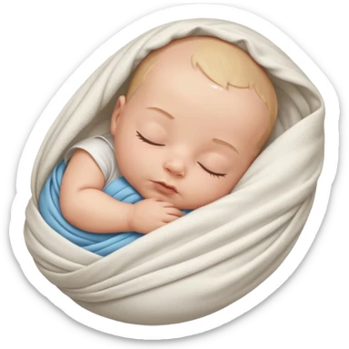 A new born baby boy wrapped in a swaddle sticker