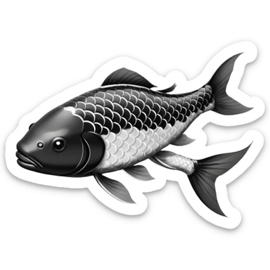 black white Koi fish sticker
