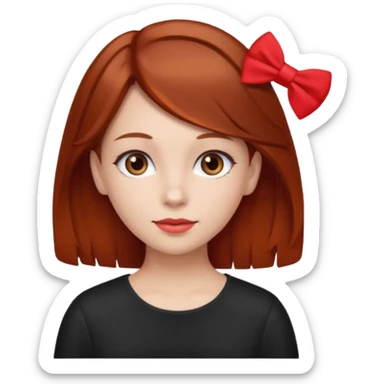  girl with brown hair and red color hairclip sticker
