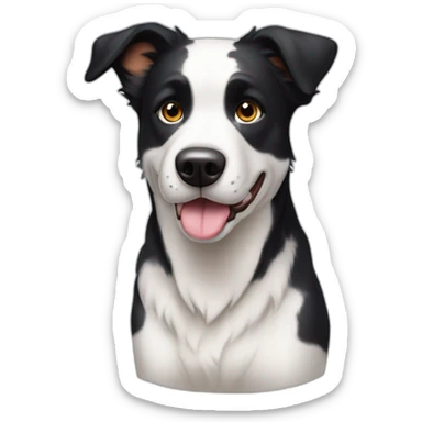 short-hair, black-and-white, border-collie-american-bulldog, white-fur-around-left-eye sticker