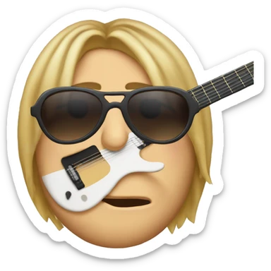 Kurt cobain emoji with sunglasses and acoustic guitar sticker