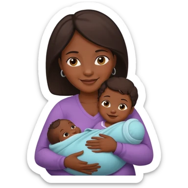 dark skinned mother with one newborn baby sticker