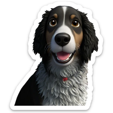 dog enjoying the beach rocks sticker