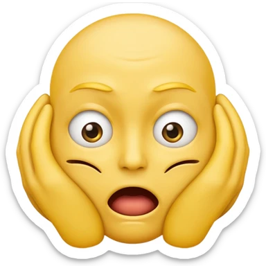 Yellow face emoji strangling itself sticker