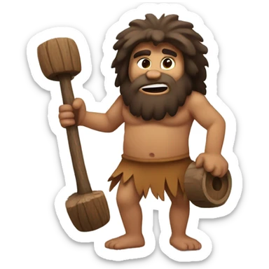 caveman with wooden wheels sticker