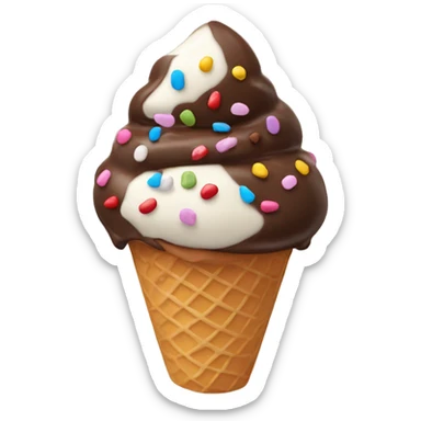 Ice cream cone with chocolate and sprinkles sticker