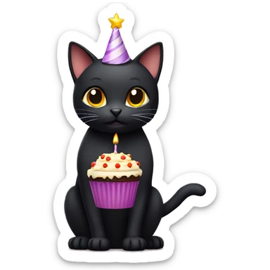 Black Cat With A Birthday Cake sticker