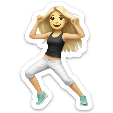 Blond Girl with long straight hair dancing Zumba sticker
