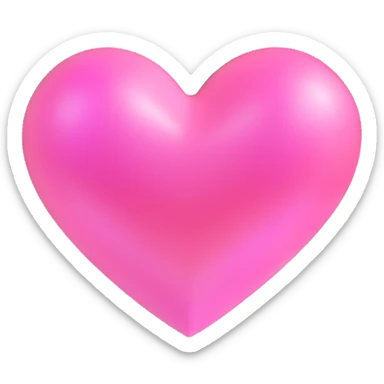 3D emoji style pink heart with holographic shimmer effect sticker