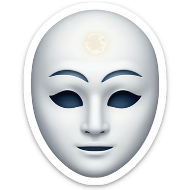 blank white masculine mask moon crescent hole  on forehead  sticker