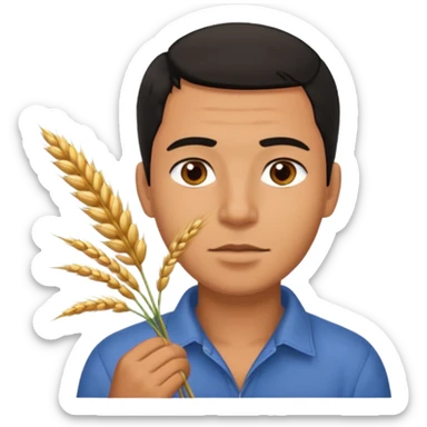 Campechano con una ramita de trigo en la boca sticker