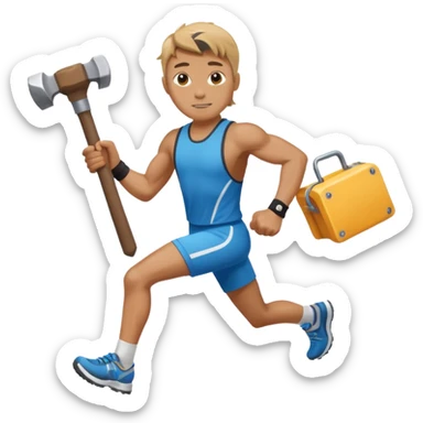 An emoji representing the ironman challenge event long-distance marathon for an mmorpg player who crafts everything themselves the hard way, and does not buy or sell items in-game. sticker