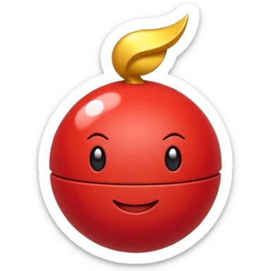 Uma pokébola redonda e simpática, vermelha em cima, branca embaixo, com uma faixa preta no meio e um botão branco central, com brilho suave e aparência limpa de emoji. sticker