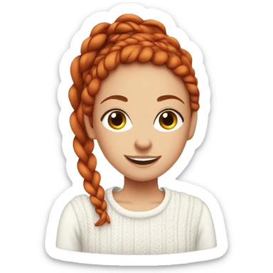 Pretty red haired girl with braids and with white sweater  sticker