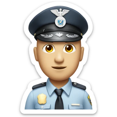 A White Police man bald with cap with Big ANGEL WINGS sticker