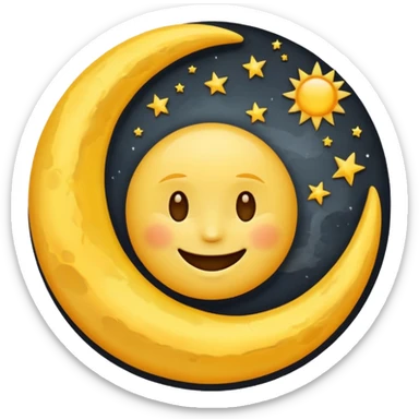 Genarate me a emoji of Drak mode moon and bright mode sun Like we got In our mobile phones sticker