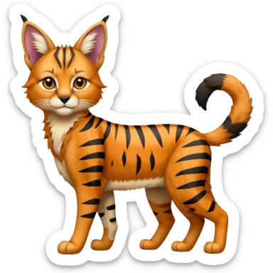 Colorful cartoon anime Striped and spotted Lynx-Caracal-Serval-hybrid full body sticker