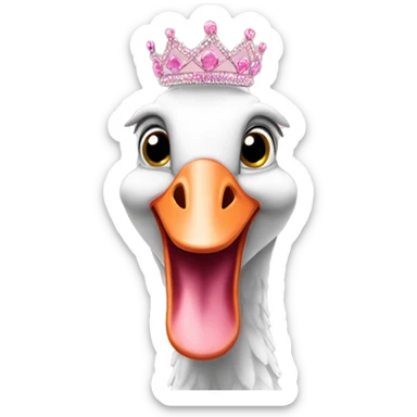 Pink silly goose wearing a tiara  sticker