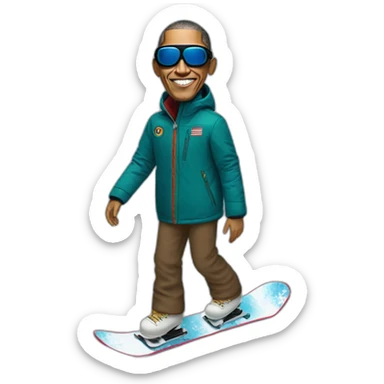 fullbody barack obama wearing Gucci snowboarding goggles sticker
