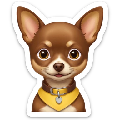 Chihuahua color chocolate con las patitas y pecho color café claro, un pequeño collar amarillo  sticker