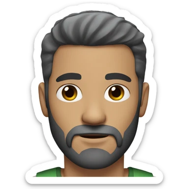 white man, with olive skin, a full black beard with some grays, bold, strong eyebrows, dark-brown eyes sticker