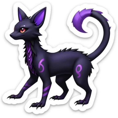Shiny Dark Edgy Majestic Sophisticated Modern Gothic Gloomy Futuristic Salandit-Umbreon-Delcatty-Hybrid (Full body) sticker