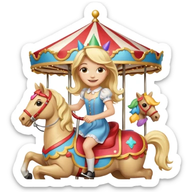 girl spinning inside of a carousel sticker