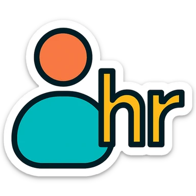 Add an abstract personnel icon to the HR logo, maintaining a corporate look with a transparent background. sticker