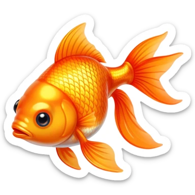 A small goldfish with a shiny tail.	 sticker