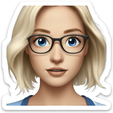 Shoulder length Balayage pale model lady with glasses and blue eyes  sticker