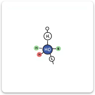 Clean hormone molecule diagram: large blue hormone icon in center with geometric molecular structure, red receptor binding sites, and neat green arrows showing action pathway. Simple hand-drawn illustration with minimal background and organized layout. sticker